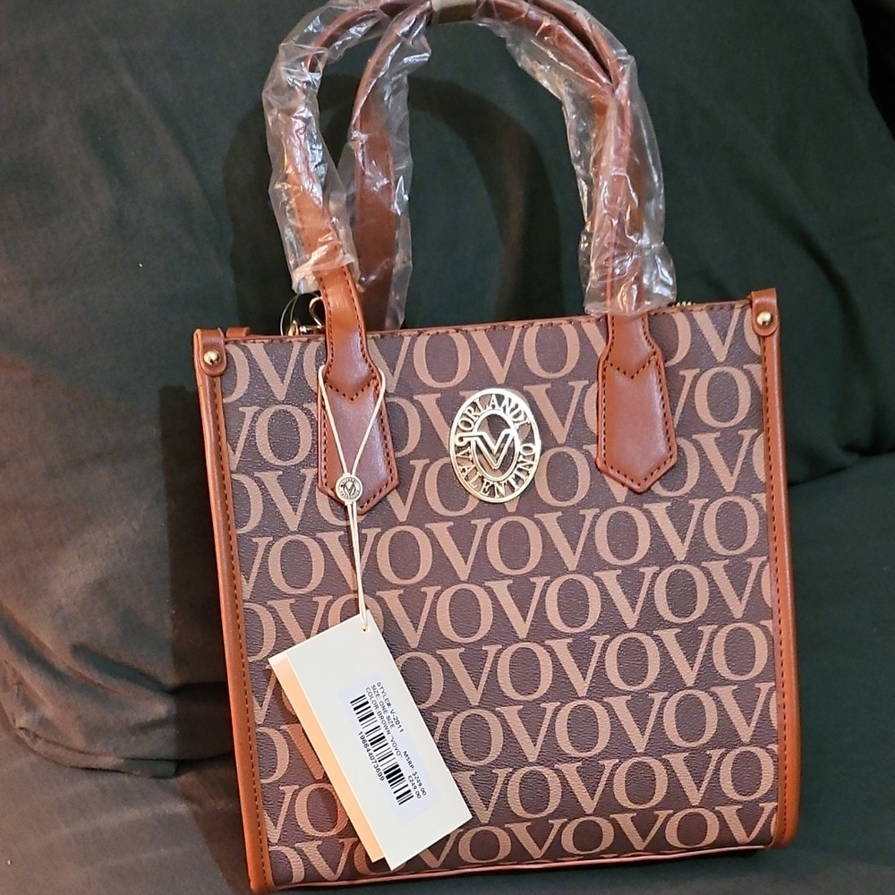 VALENTINO ORLANDI ITALY BROWN VOVO LOGO CROSSBODY SHOULDER BAG SATCHEL NEW